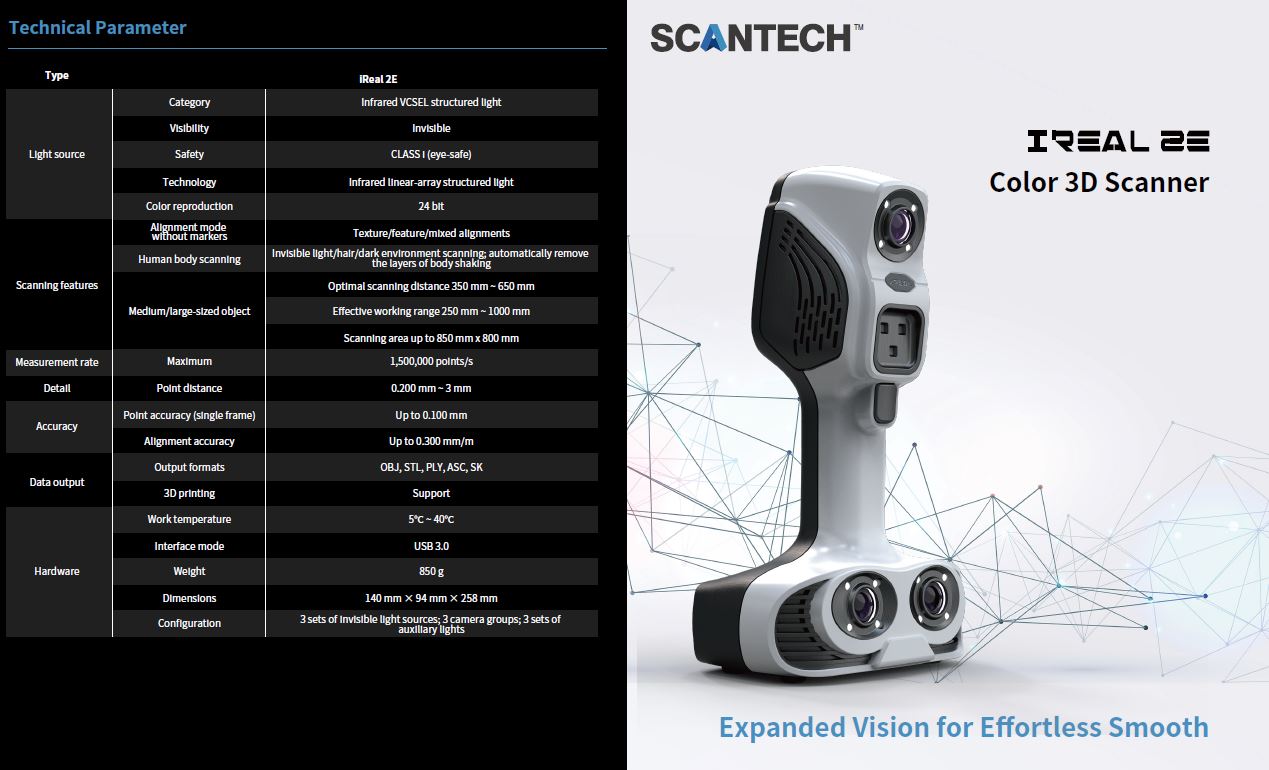 ScanTech iReal 2E 2022 Color 3D Scanner